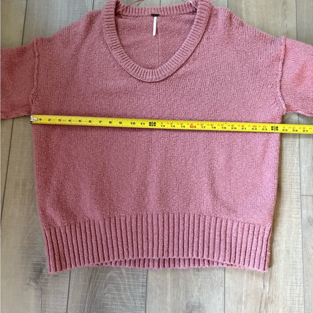 Free People Brookside Dusty Pink V-Neck Sweater tunic size XS - Picture 7 of 10